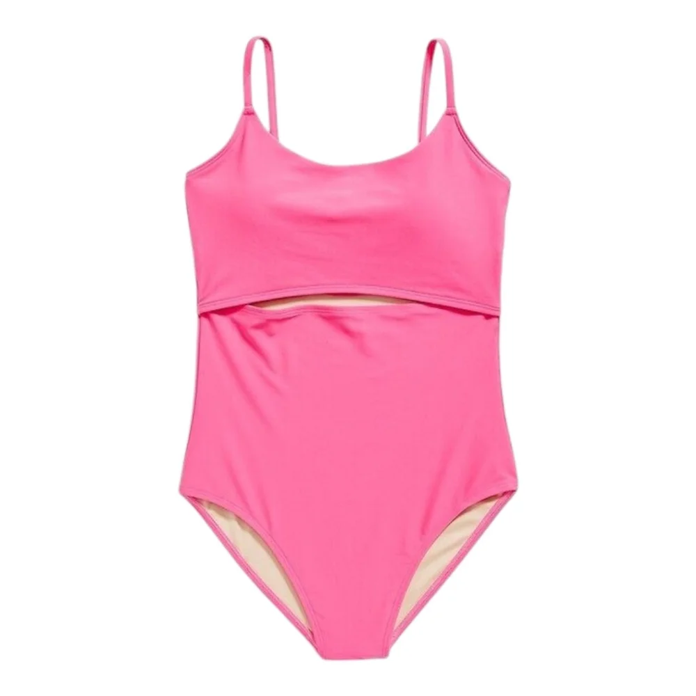 Old Navy Neon Petunia Cutout One-Piece Swimsuit Women’s Size M Bright Pink Sexy